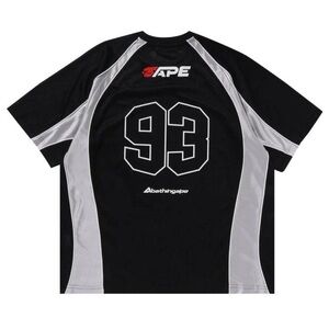 A BATHING APE SOLID CAMO JACQUARD MULTILOGO RELAXED FIT FOOTBALL JERSEY MENS